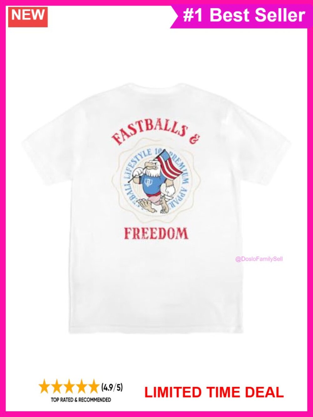 Men's Fastballs & Freedom Baseball Graphic Tee Short Sleeve Crew Neck